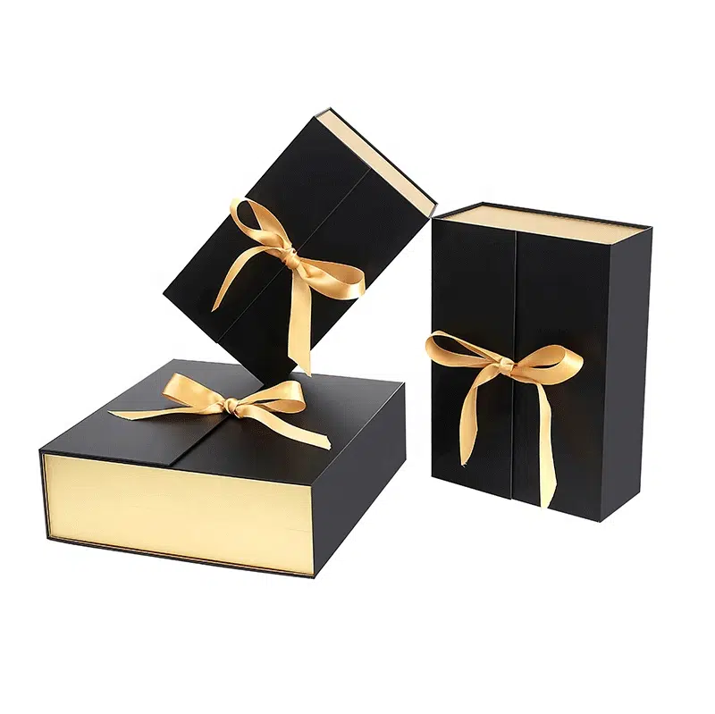 Luxury Black Magnetic Double Door Folding Box For Christmas Gift Packaging 04